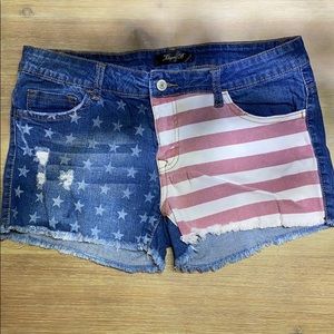 American Flag Denim Shorts